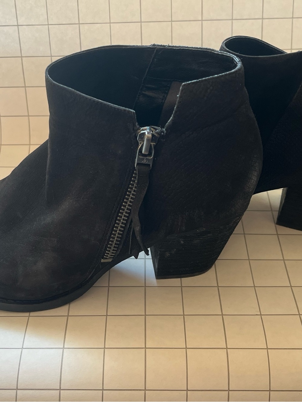 Sam Edelman Black Suede Ankle Booties with Side Zipper